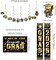 Class of 2026 Graduation Decorations Set - Black & Gold Congrats Grad Party Kit - Includes Backdrop, Porch Signs, Hanging Swirls, Honeycomb Centerpieces & Balloons